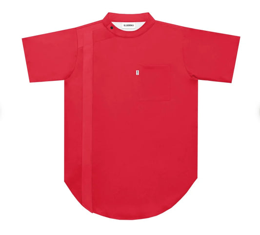 Illuzien Crimson Scoop Bottom Barber Smock