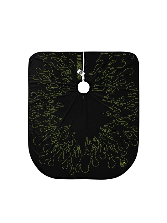 Black/Volt Outline Flames PRO Cape